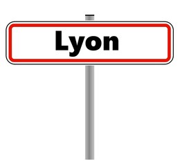Lyon dans un panneau de ville	