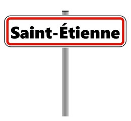 Saint-Etienne dans un panneau de ville	