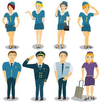 stewardess vector illustrations