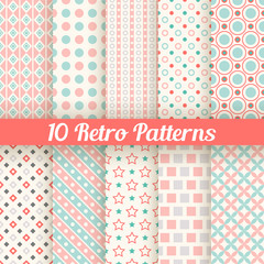 Retro different seamless patterns. Vector illustration