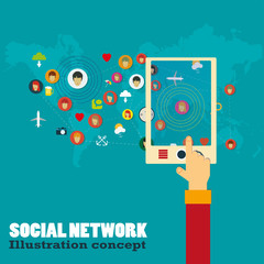 Flat design concept for social network