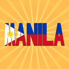 Manila flag text with sunburst illustration