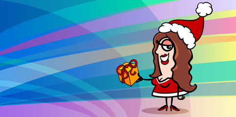 woman santa claus greeting card