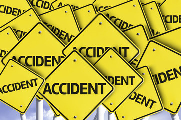 Accident written on multiple road sign