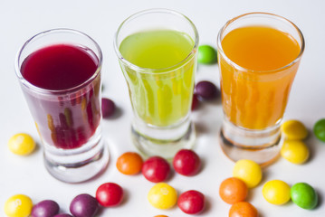 vodka with colorful candy