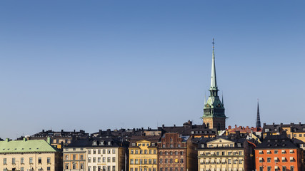 Obraz premium Rooftop skyline of Gamla Stan, the old town quarter of Stockholm