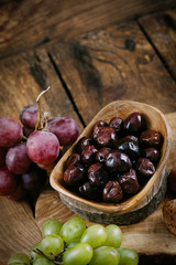 Olives and grapes