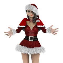 サンタクロースコスチュームの若い女性