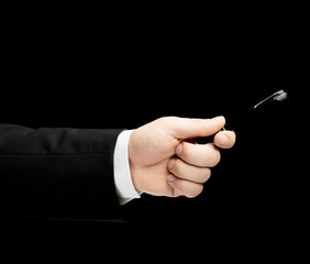 Caucasian male hand in a business suit isolated