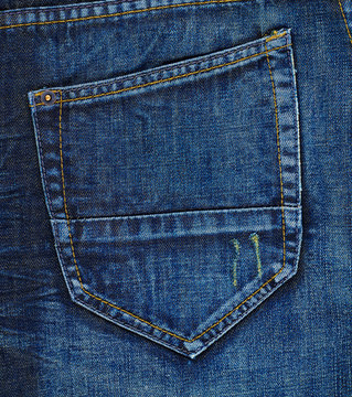 Navy blue jeans back pocket