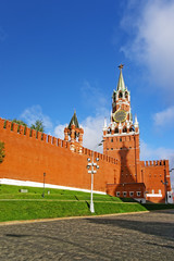 Clock tower on the Red Square in Moscow Russia