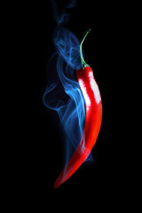 Smoking Hot Red Chilli Pepper isolated on a black background