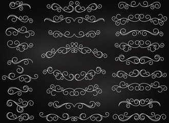 Chalkboard Hand Drawn Vector Flourishes and Frame with Heart