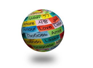 love multilingual word 3d ball