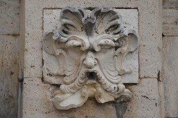 Ornamental mascaron,Madonna del Ponte fountain,Ascoli Piceno