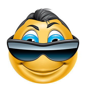 Character with sunglasses smiling