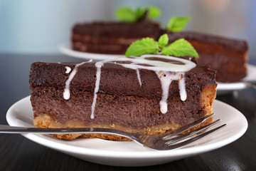 Pieces of chocolate cake