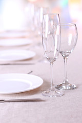 Table setting in restaurant