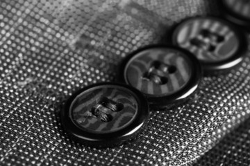 Buttons on clothes close up
