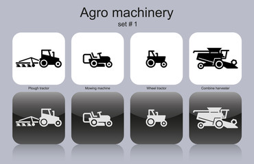 Agro machinery icons