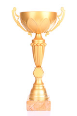 Trophy cup isolated on white