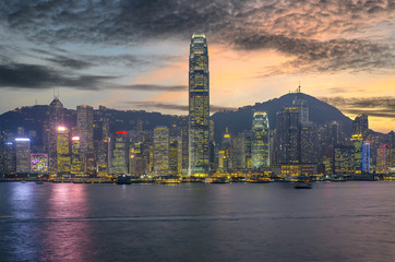 Fototapeta na wymiar Hong Kong Harbour at sunset.