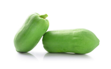 Ripe papaya on white background.