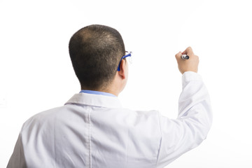 Young doctor standing isolated on white