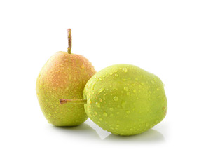The ripe pears  on  white