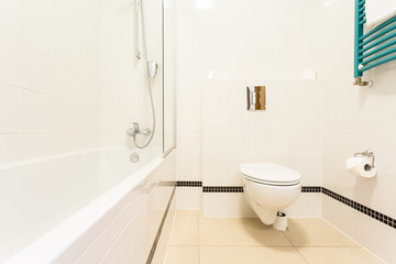 Fototapeta na wymiar Bathroom with toilet and bathtub