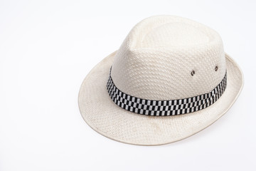 white hat on white background.