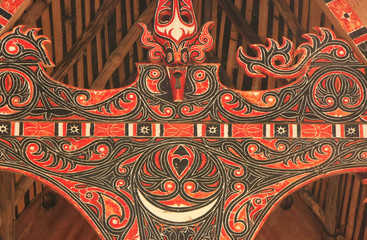 Obraz premium Traditional decoration of Batak house on Samosir island, Sumatra