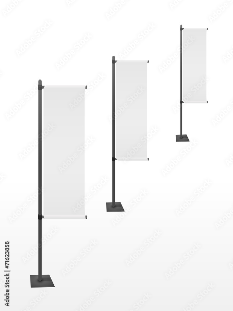 Wall mural blank banner flags set