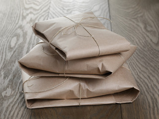 vintage style parcels wrapped with rope