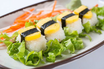 Sushi pieces collection,on white background