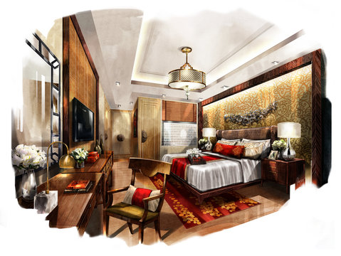 rendering painting interior,rendering bed room