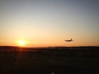 Fototapeta na wymiar jet landing at frankfurt airport