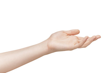 female teen hand to hold something