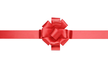 red horizontal big present or award bow with ribbon