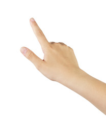 female teen hand touch gesture for tablet or smartphone