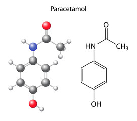 Paracetamol - structural chemical formula of the analgesic