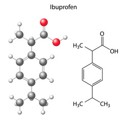 Model of  ibuprofen - structural chemical formula of analgesic