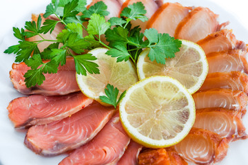 fishplate with slices of salmon