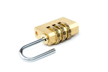 combination padlock isolated on white background