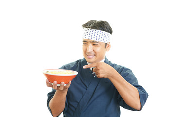 笑顔のラーメン職人
