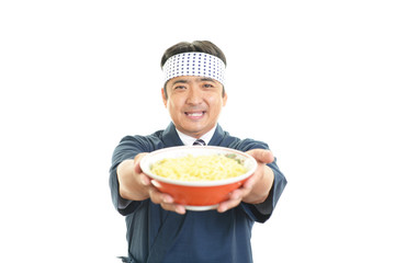 笑顔のラーメン職人
