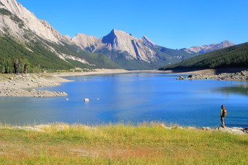 Medicine lake in Jasper national park, Alberta, Canada