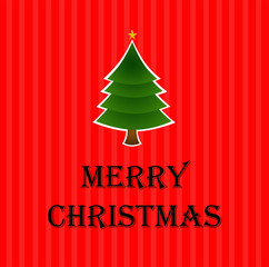 Merry Christmas lettering green tree background