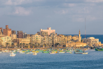 View of Alexandria harbor, Egypt