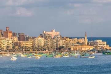 Zelfklevend Fotobehang View of Alexandria harbor, Egypt © javarman